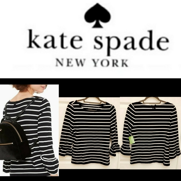 kate spade Tops - Kate Spade 3/4 sleeves stripes knit top